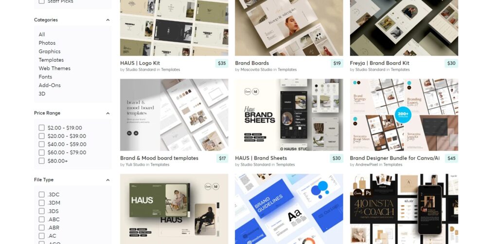 Brand board templates on Creative Market