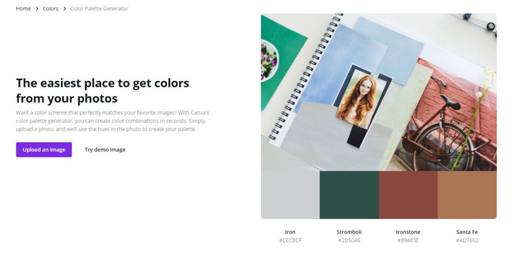 Canva - how to create a color palette from a photo