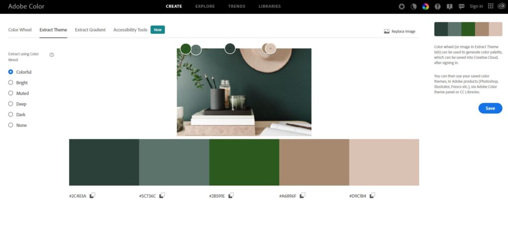 How to create a color palette from a photo - adobe images