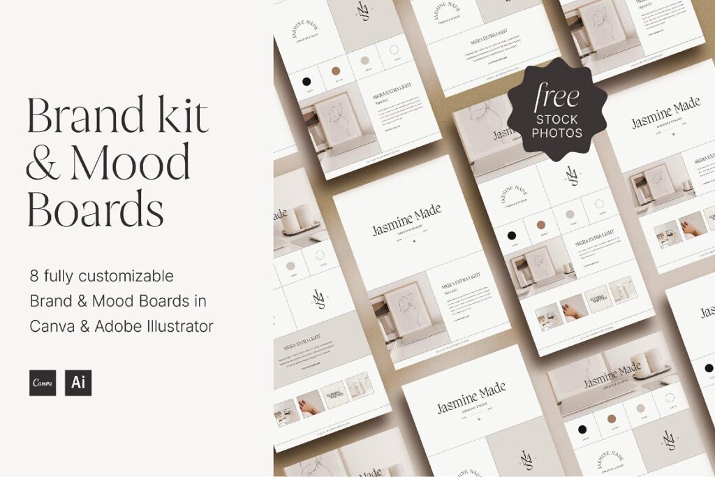 Elegant mood board and brand board kit by Wilde River Studio