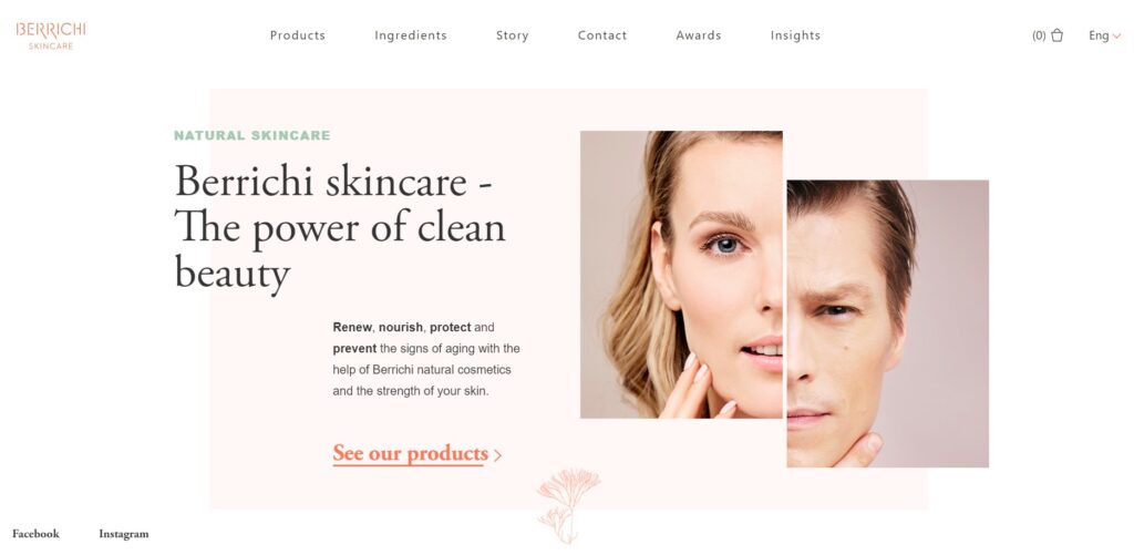 Elegant logo example - Berrichi skincare web