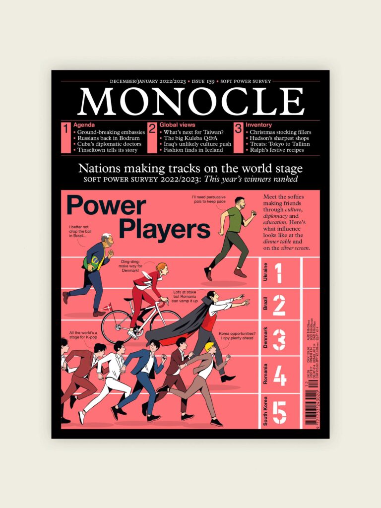Monocle magazine branding with neon colors