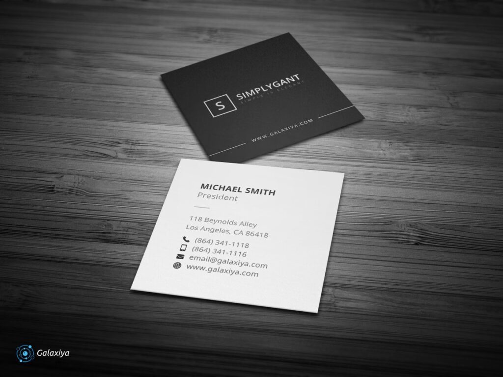 Square business card design by Galaxiya on Creative Market