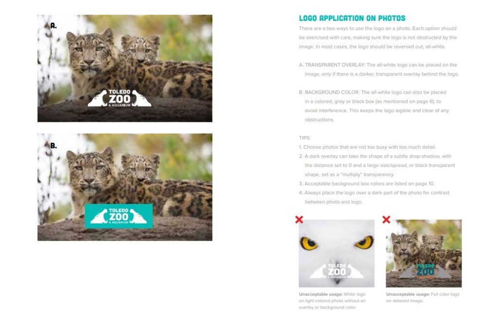 Toledo Zoo logo application on photos