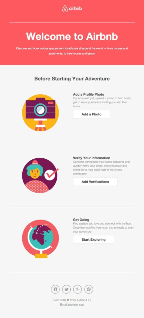 Airbnb branded email